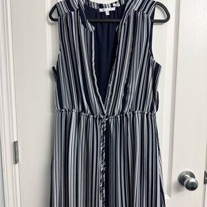 DR2 Navy and White Striped Maxi Dress